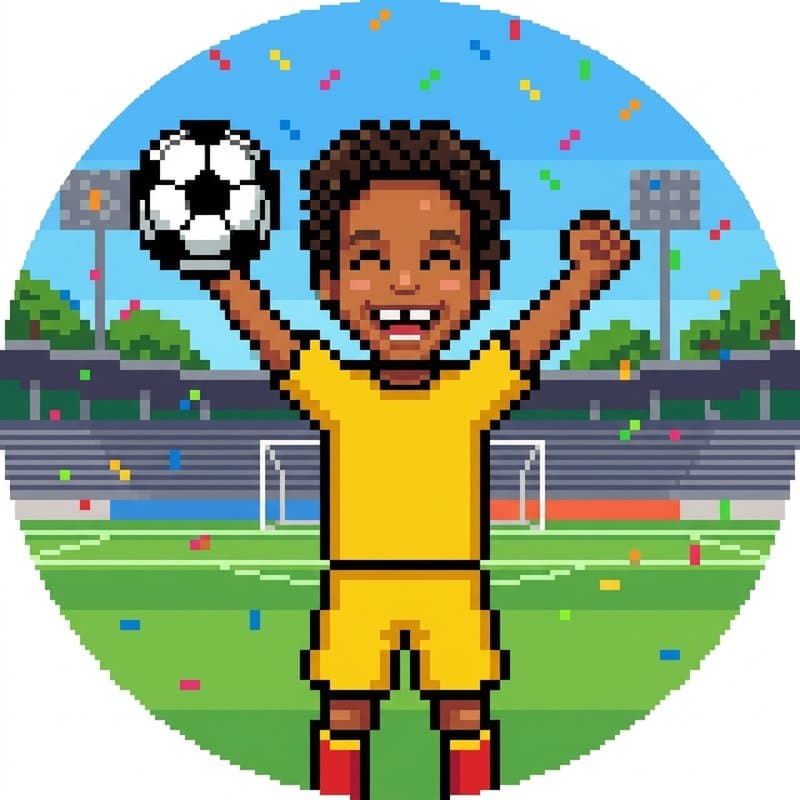Fußball-Motiv im Stil Pixel-Art