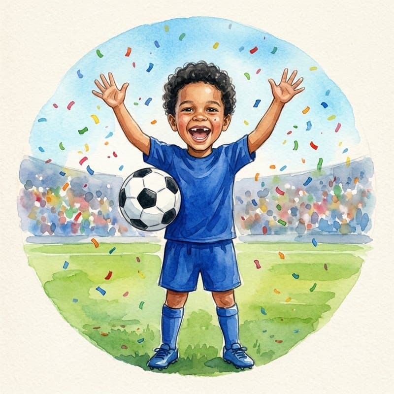 Fußball-Motiv im Stil Aquarell