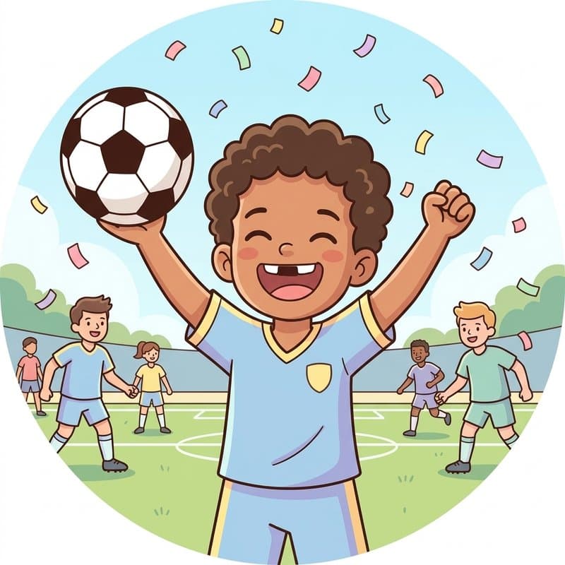 Fußball-Motiv im Stil Cartoon