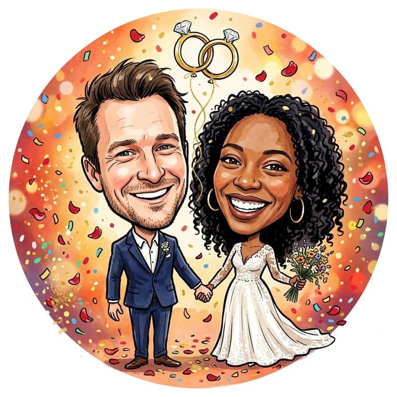 Beispielmotiv „Hochzeitspaar“ als runder Tortenaufleger